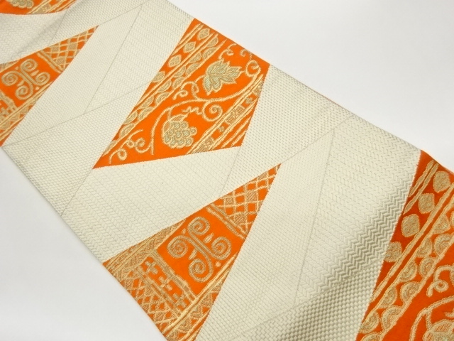 JAPANESE NAGOYA OBI / WOVEN GRAPE ARABESQUE
